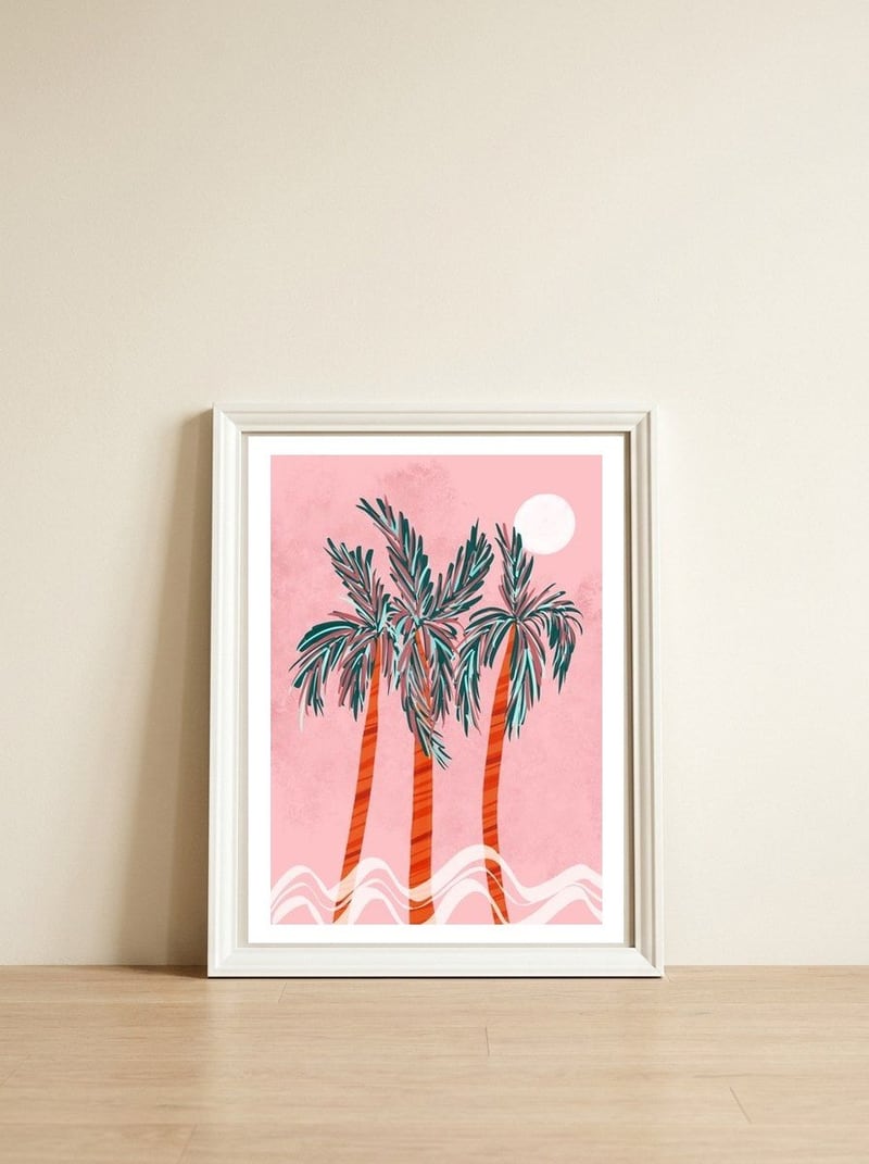 California sunset — framed, leaning against the wall