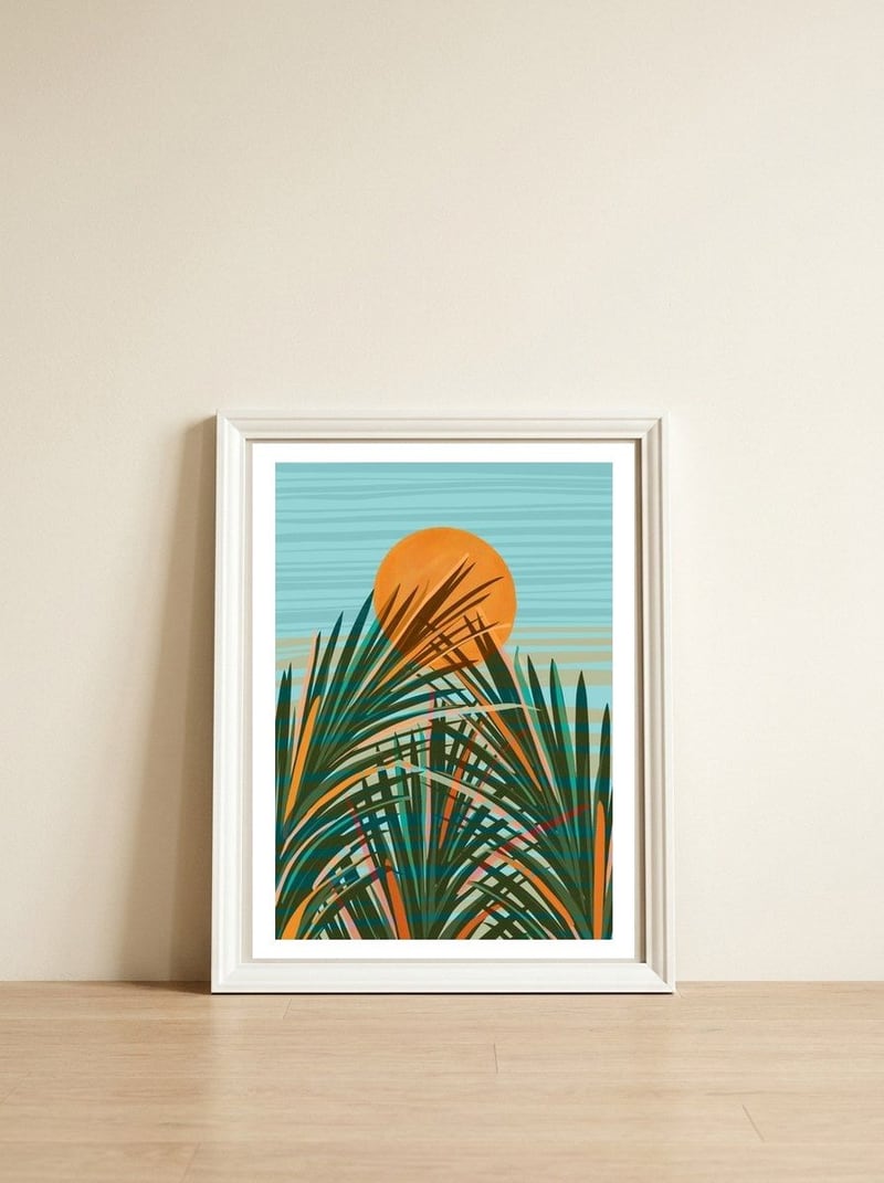 Glorious sunset — framed, leaning against the wall