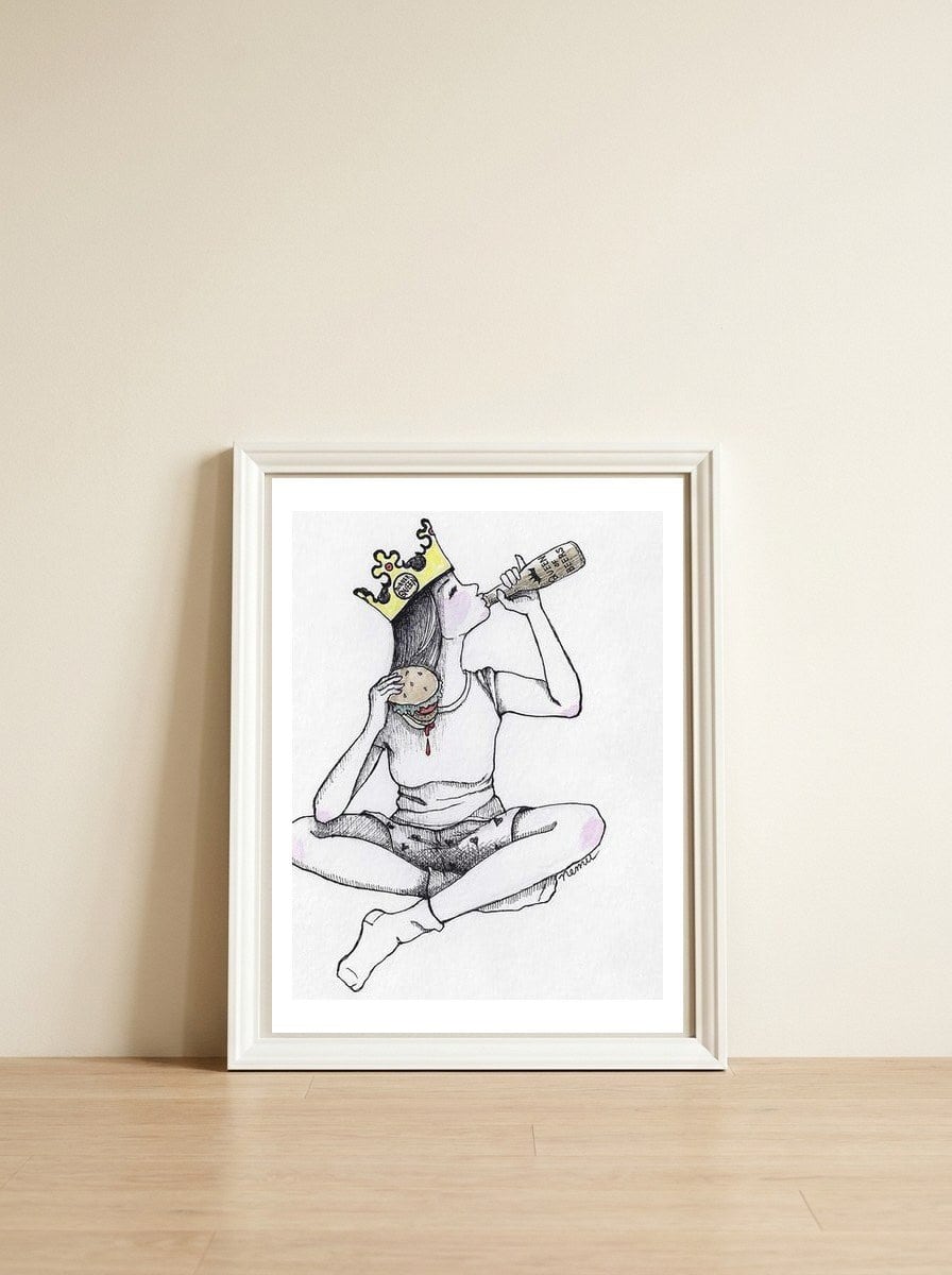 Crown — framed, leaning against the wall