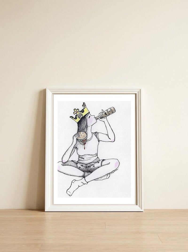 Crown — framed, leaning against the wall