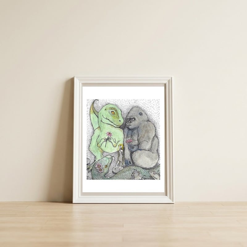 Kong Kong And Friends — framed, leaning against the wall