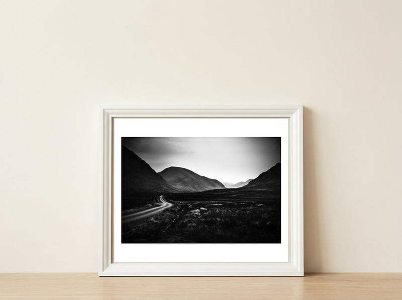 into Glen Etive — framed, leaning against the wall
