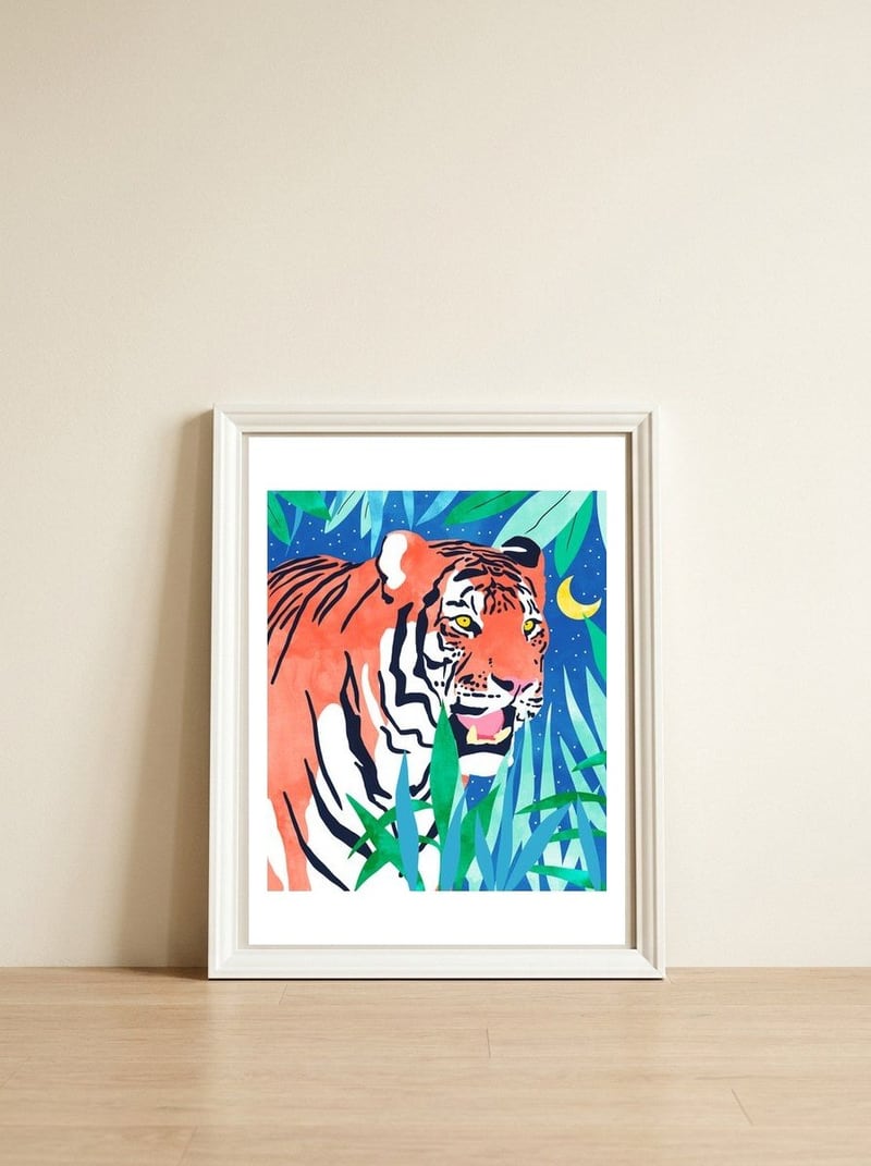 Tiger Forest — framed, leaning against the wall