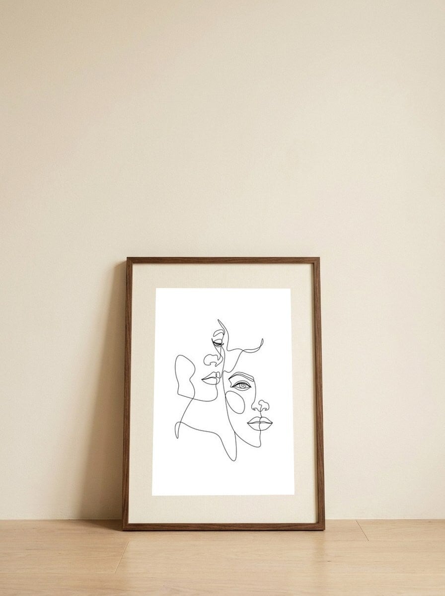 us-a — framed, leaning against the wall