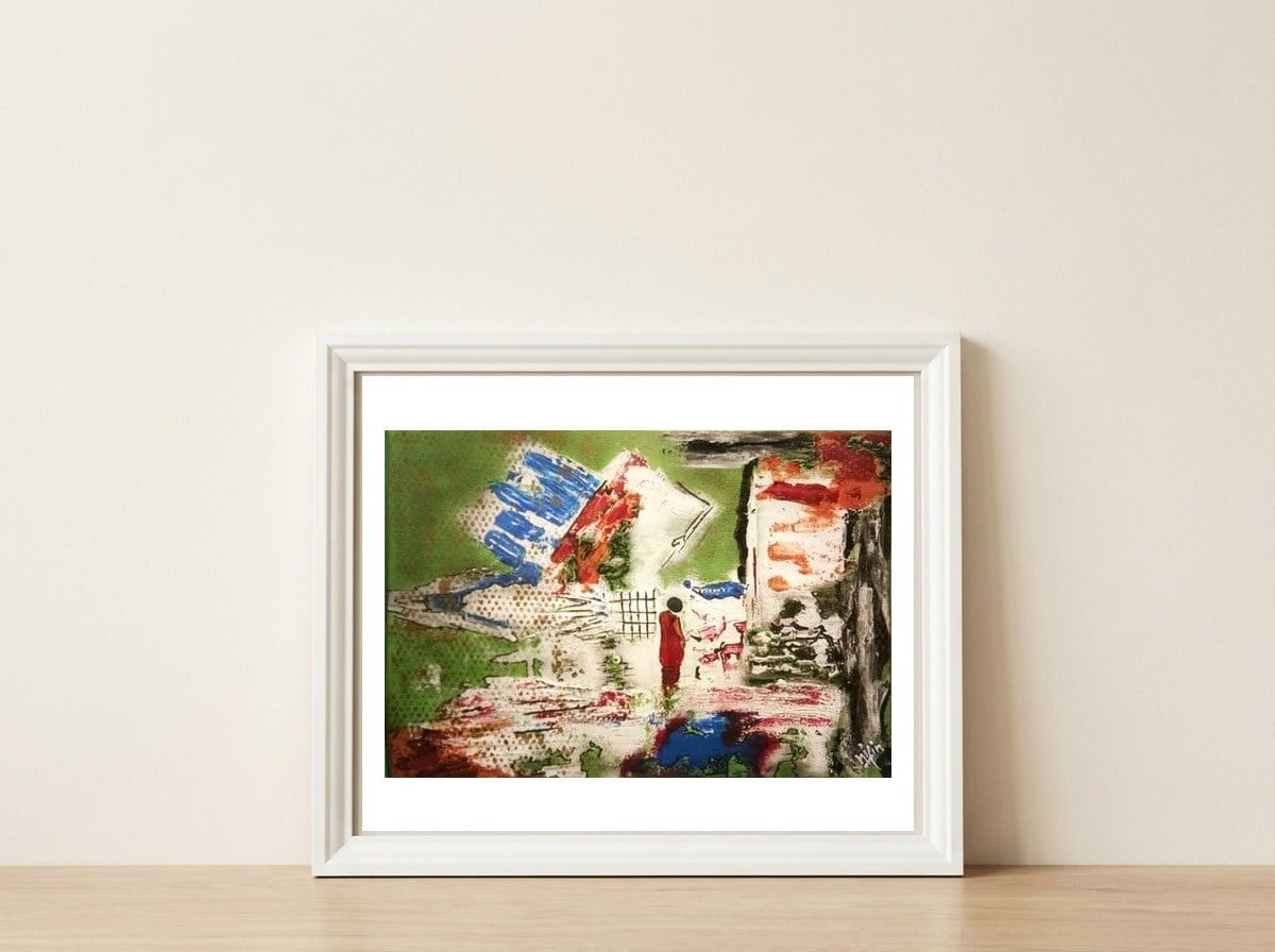Abstraction - 8 — framed, leaning against the wall