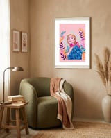 Jodie Comer 'Villanelle' print  framed in a tender room thumbnail