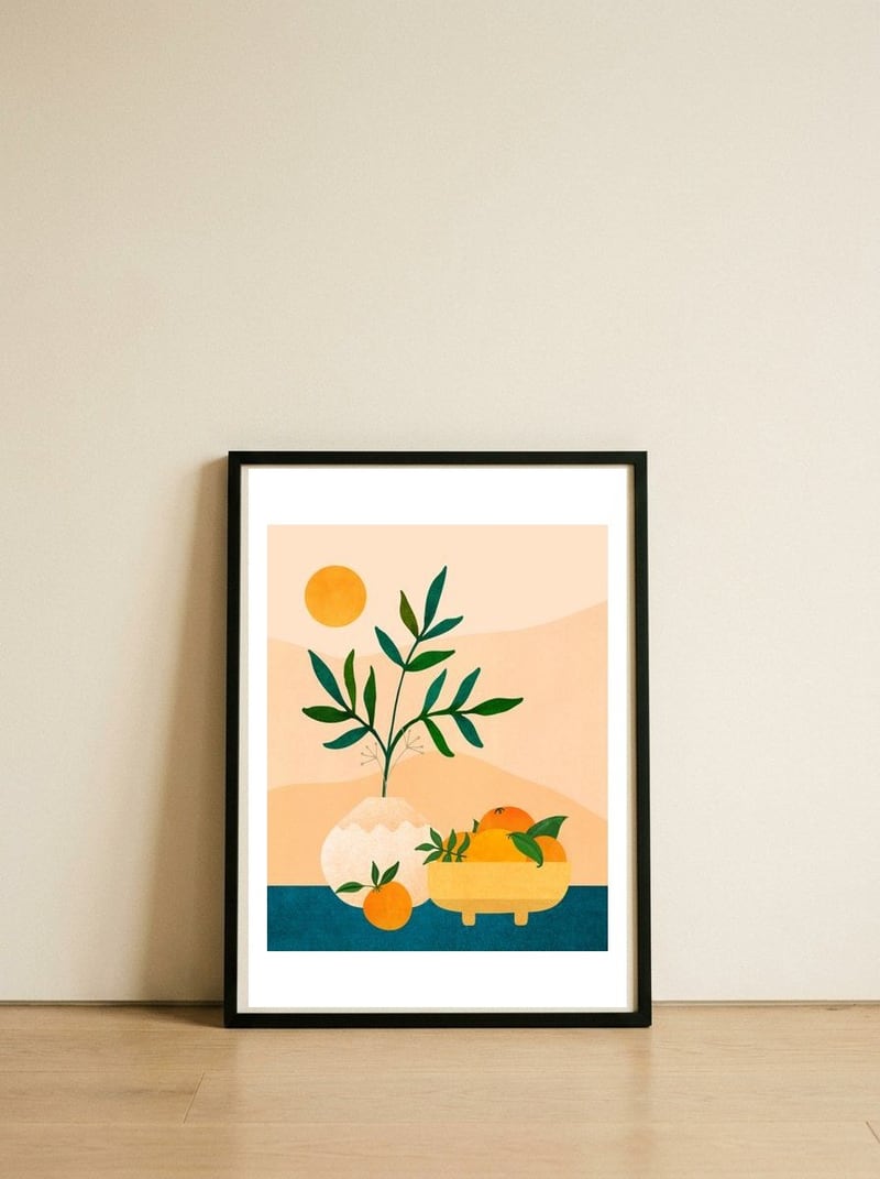 Palm Springs Picnic — framed, leaning against the wall