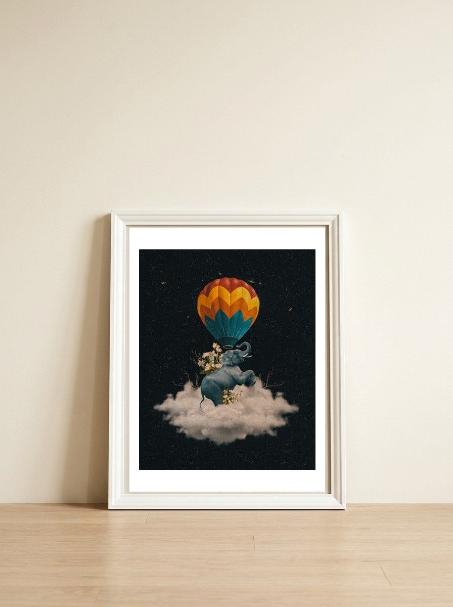 Between clouds (Dark Version) — framed, leaning against the wall