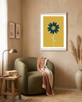 Scandinavian Folk Minimalist Flower Yellow Mustard framed in a tender room thumbnail