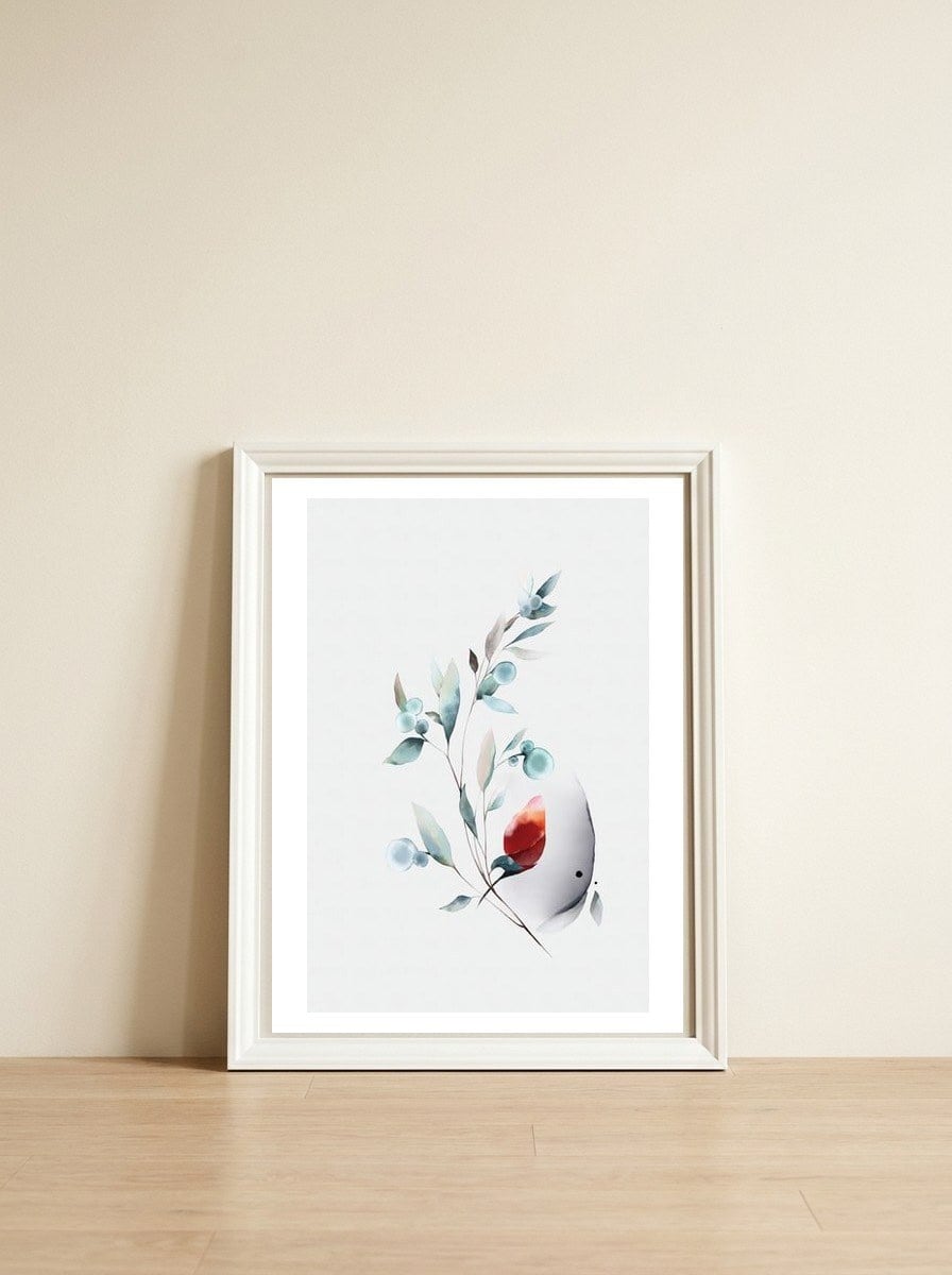 Minimalist Modern Botanical — framed, leaning against the wall