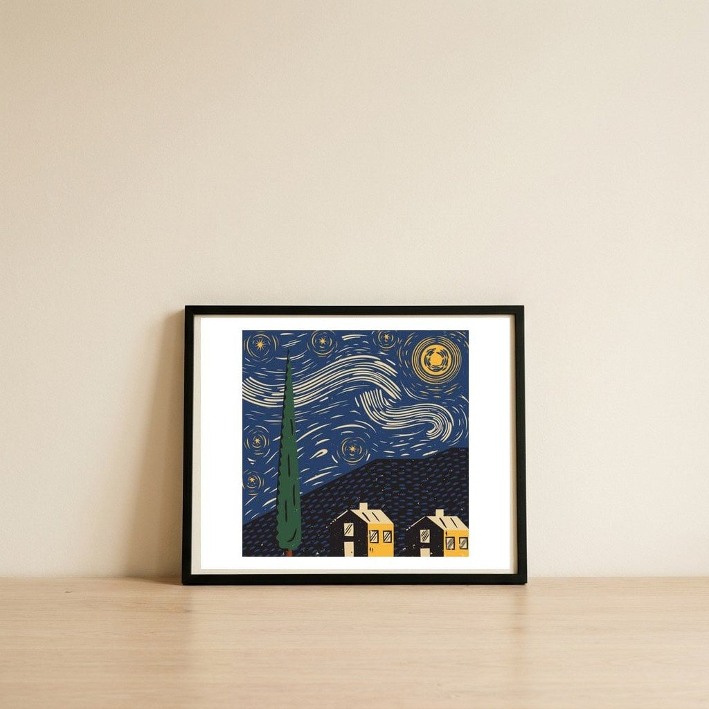Night — framed, leaning against the wall