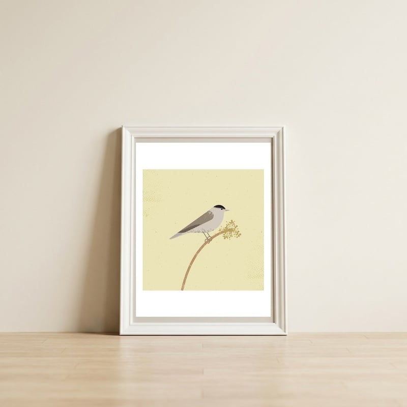 Blackcap  — framed, leaning against the wall