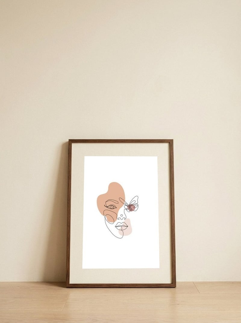 Butterfly Lady — framed, leaning against the wall