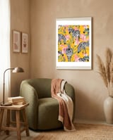 Striped For Life | Zebra Mango Forest | Modern Bohemian Wildlife Jungle | Botanical Nature framed in a tender room thumbnail