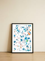 White Blue Terrazzo — framed, leaning against the wall thumbnail
