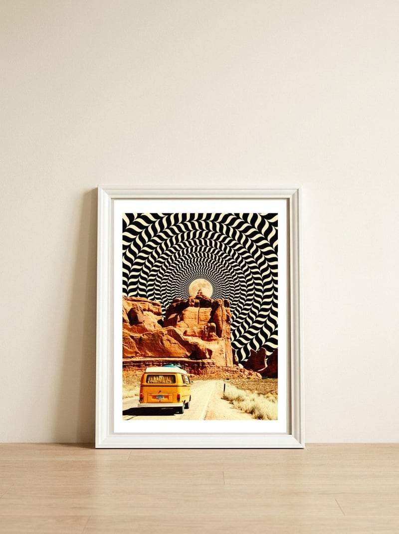 The Real Road Trip — framed, leaning against the wall