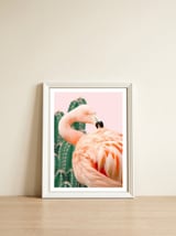 Flamingo & Cactus — framed, leaning against the wall thumbnail