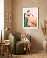 Flamingo & Cactus framed in a tender room thumbnail