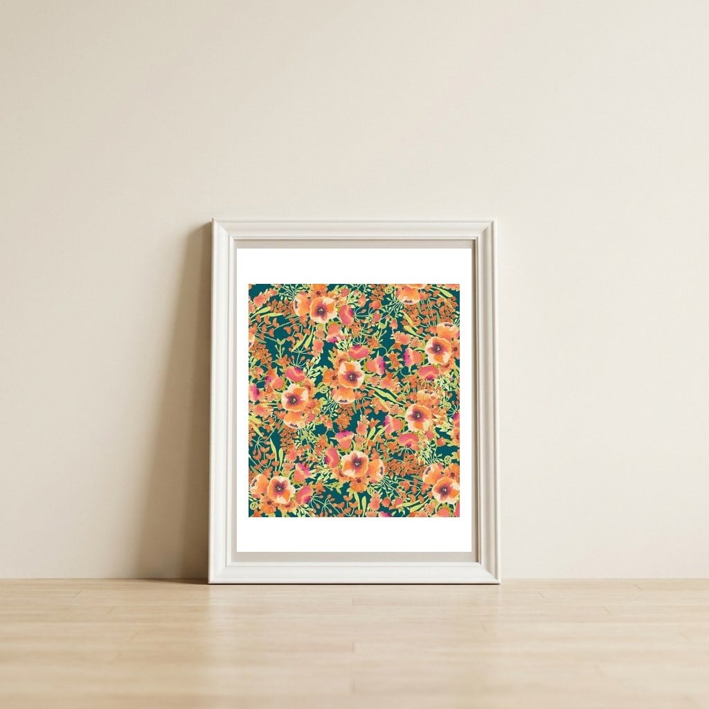 Floral Bunch — framed, leaning against the wall