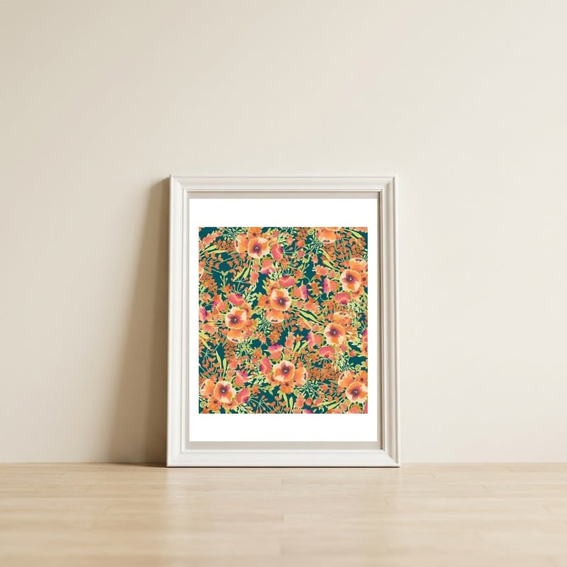 Floral Bunch — framed, leaning against the wall