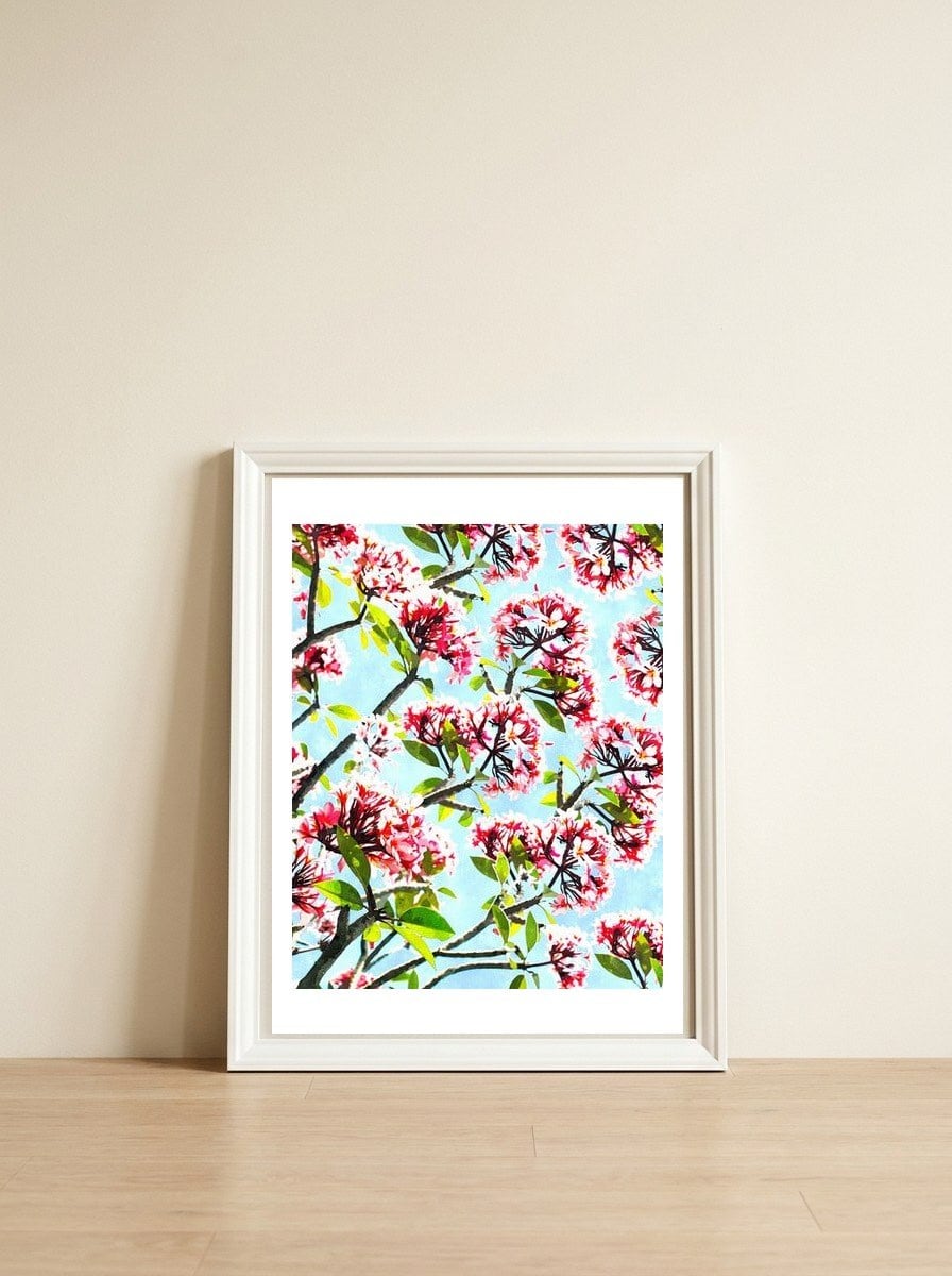 Frangipani — framed, leaning against the wall