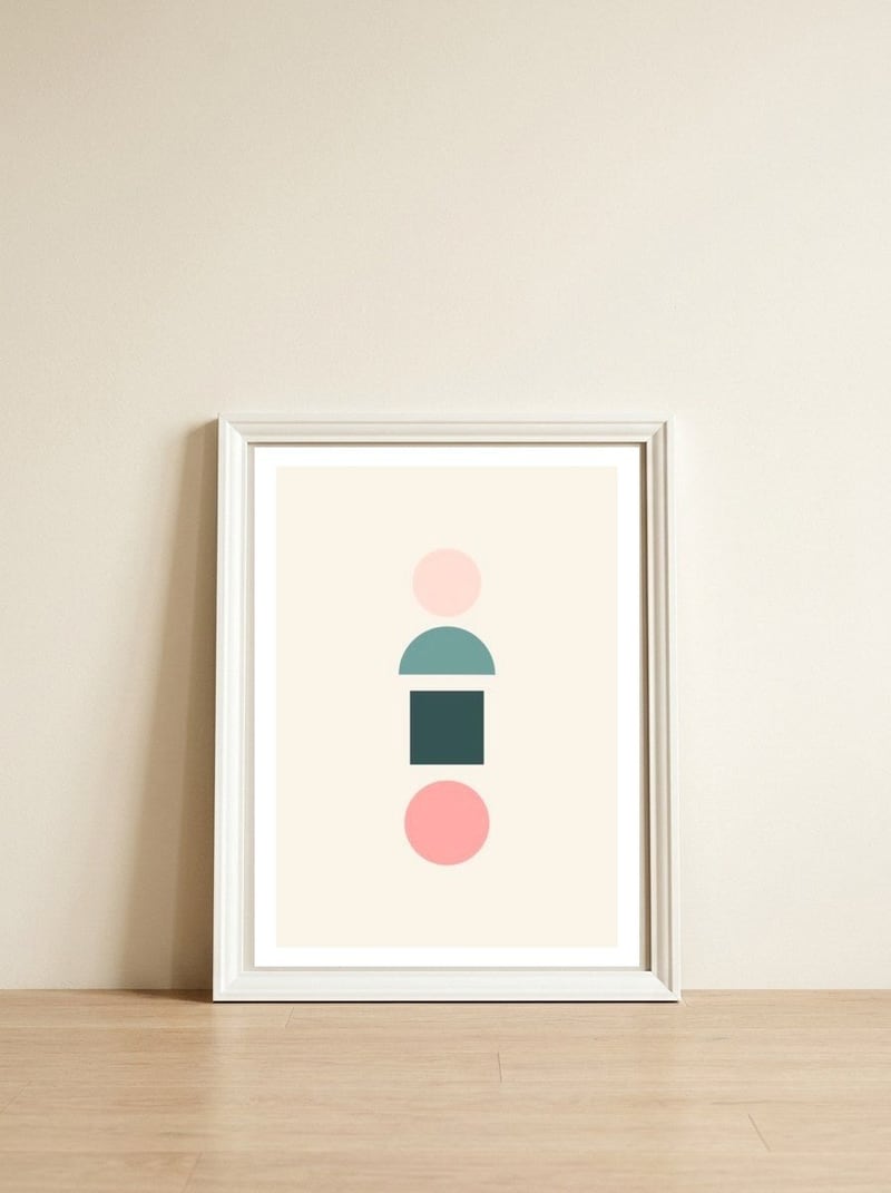 Modern Geometric Abstract 13 — framed, leaning against the wall