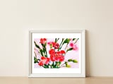 Red Blossom — framed, leaning against the wall thumbnail