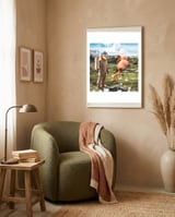 Alternate Reality, Surrealism Digital Photography, Space Flamingo Astronaut Collage framed in a tender room thumbnail