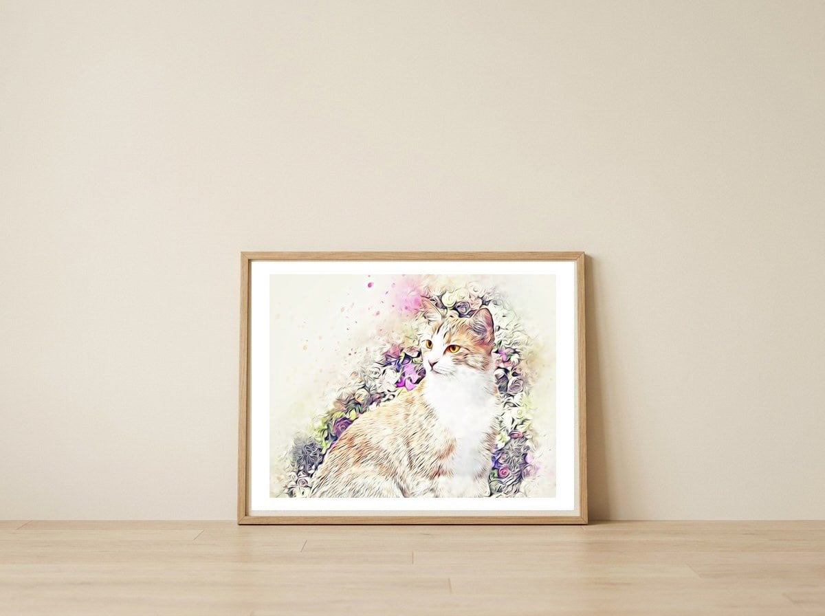 Victorian Cat — framed, leaning against the wall