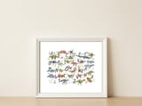 Dinosaur Alphabet  — framed, leaning against the wall thumbnail