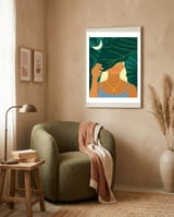 To The Moon & Never Back | Jungle Dreamer Bohemian Tropical Soul | Forest Nature Woman Illustration framed in a tender room thumbnail