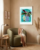 Moroccan Shelfie | Tropical Teal Plants Botanical | Exotic Modern Bohemian Eclectic Décor  framed in a tender room thumbnail