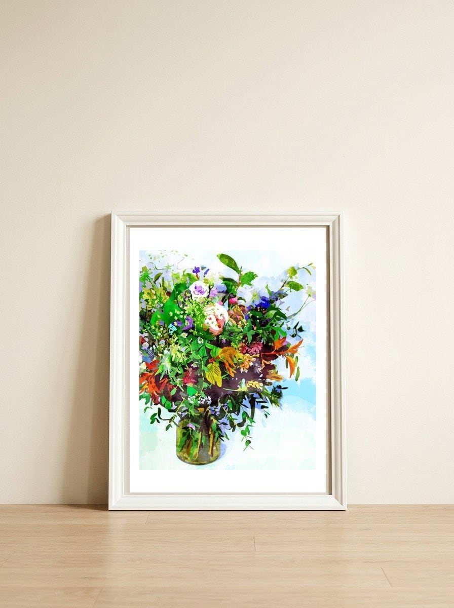 I Must Have Flowers, Always & Always — framed, leaning against the wall