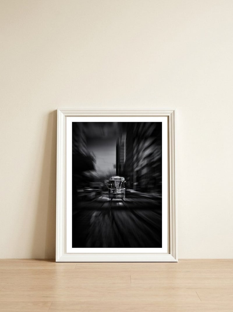 The 512 St. Clair Streetcar Toronto Canada Flow Version — framed, leaning against the wall