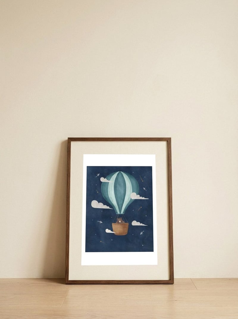 Into the Sky — framed, leaning against the wall