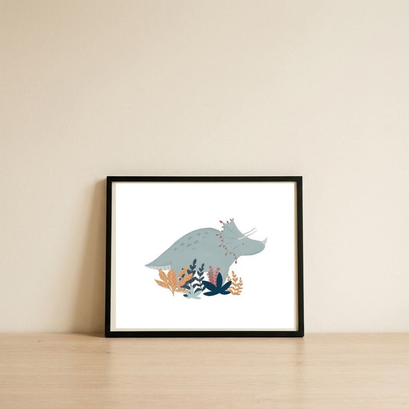 Dino Adventure — framed, leaning against the wall