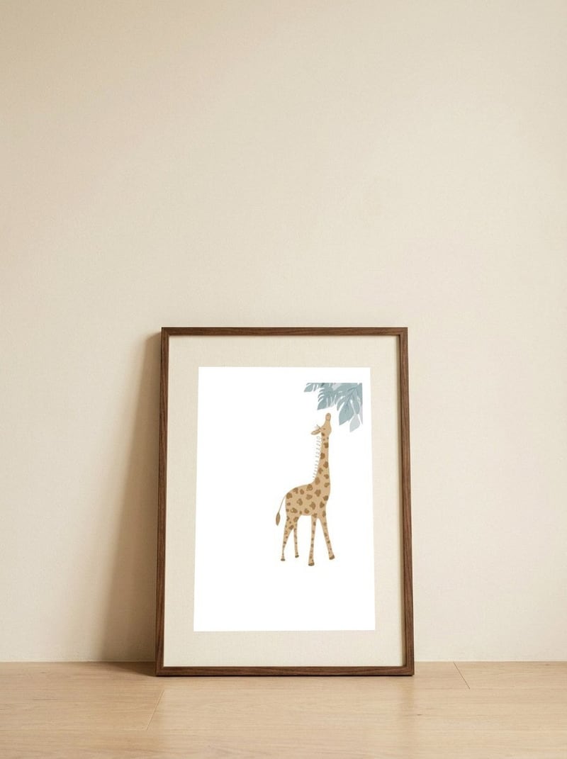  Giraffe  — framed, leaning against the wall