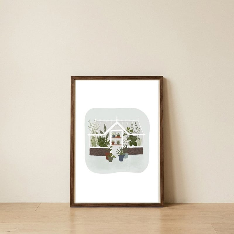 Greenhouse — framed, leaning against the wall