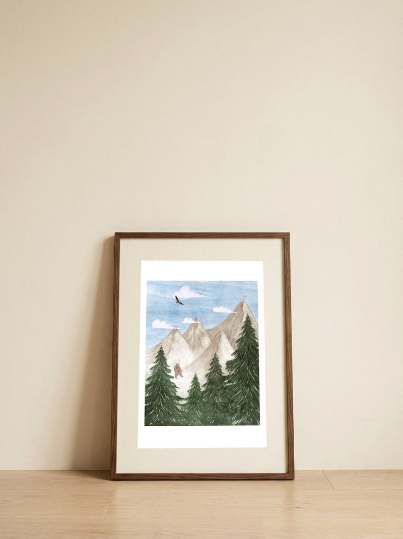Climbing the Mountains  — framed, leaning against the wall