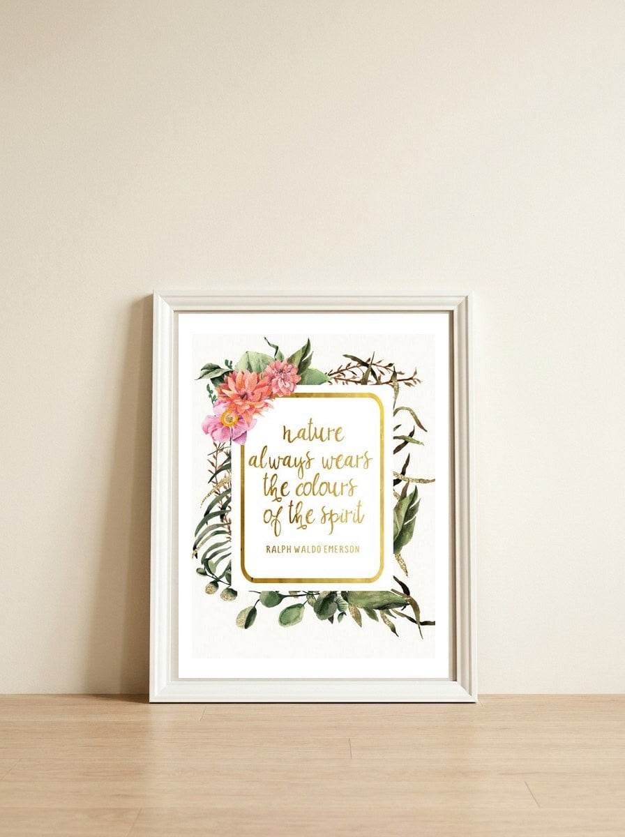 Nature (quote 2) — framed, leaning against the wall