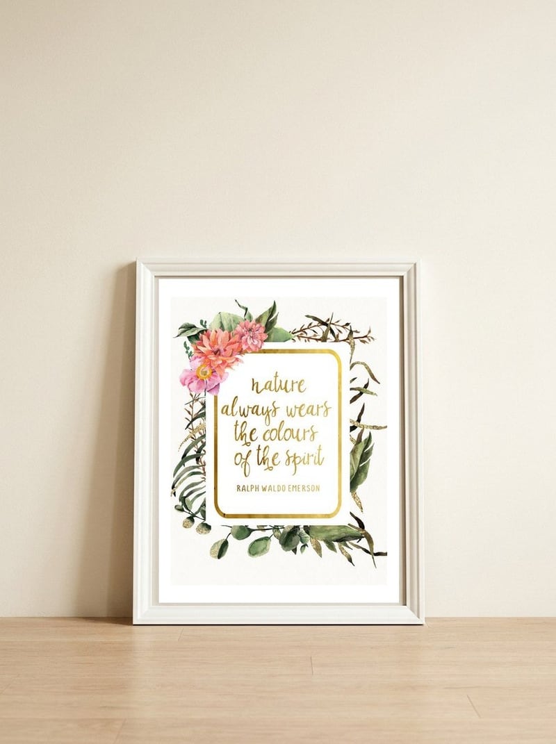 Nature (quote 2) — framed, leaning against the wall