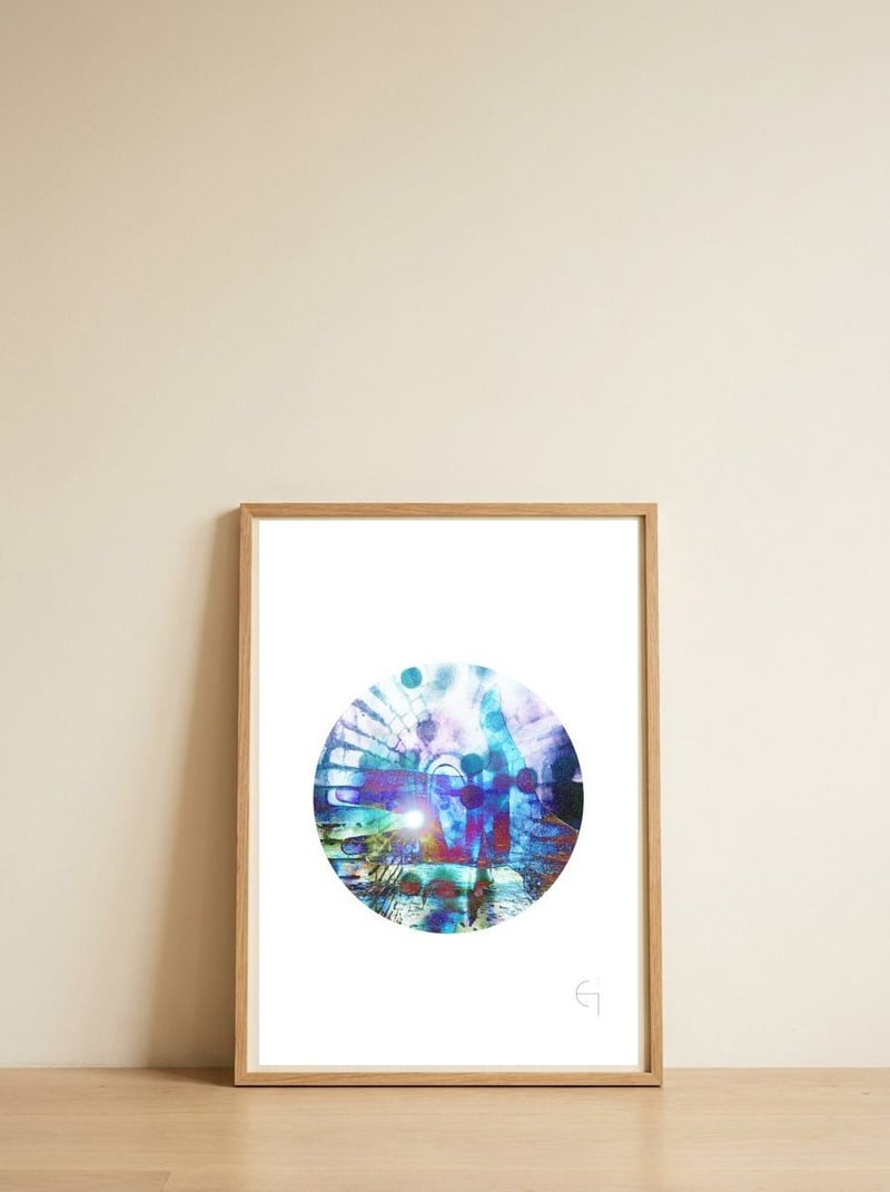 Inside an aquarium — framed, leaning against the wall