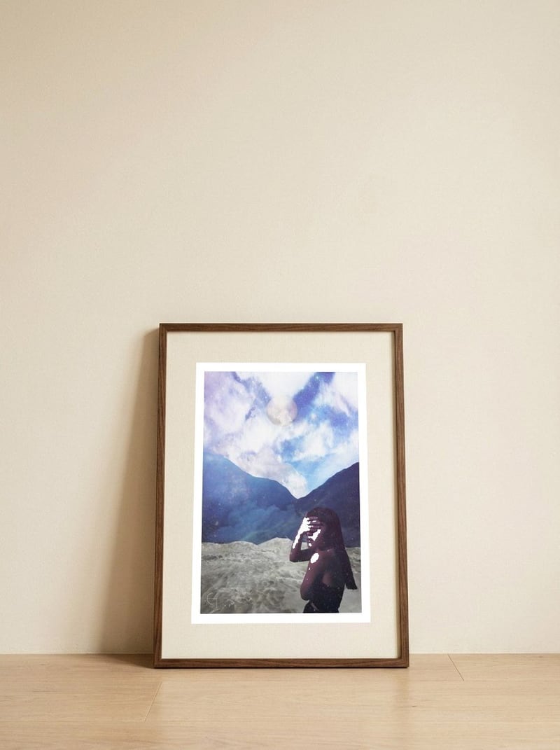 Beyond the veil — framed, leaning against the wall