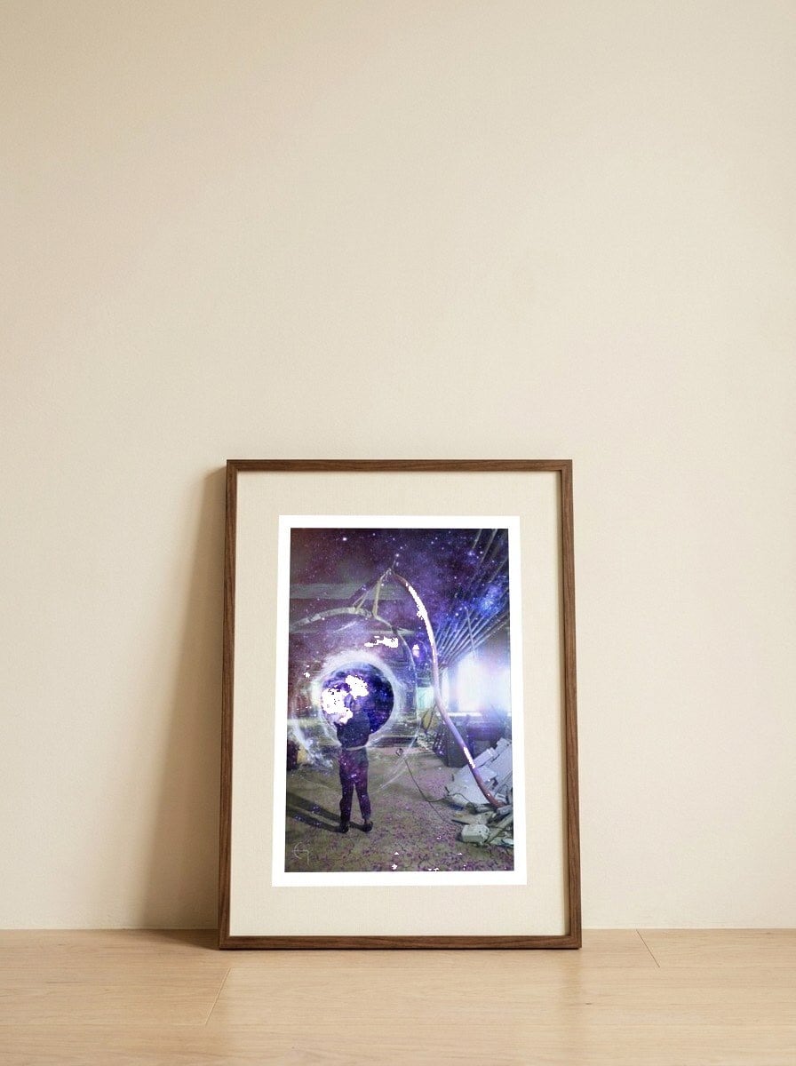 Will U follow ? — framed, leaning against the wall
