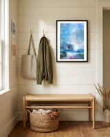 Blue eclipse  framed in a relaxed room thumbnail