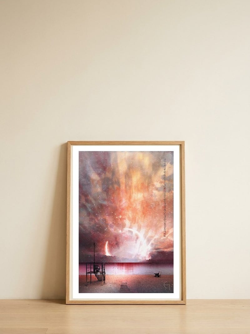 Ruby eclipse  — framed, leaning against the wall