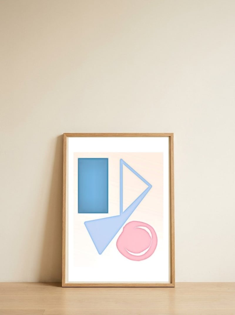 Shapes Askew — framed, leaning against the wall