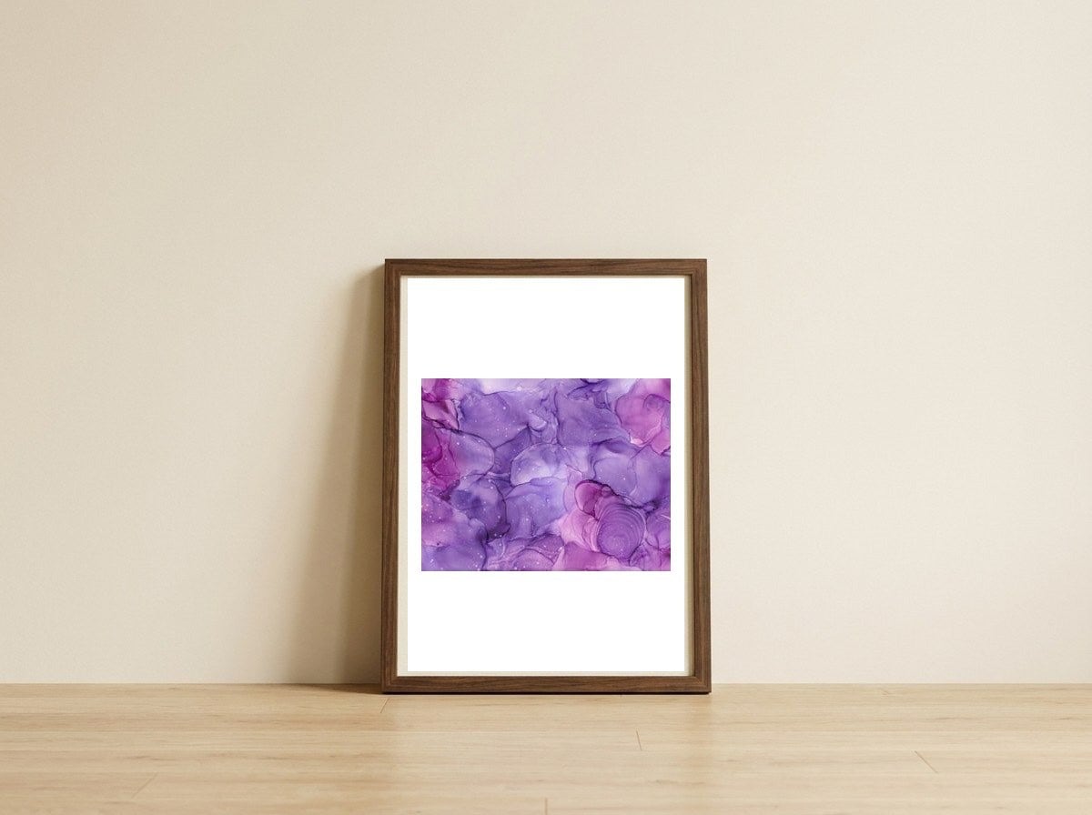 Wild Lilac Hedgerow — framed, leaning against the wall