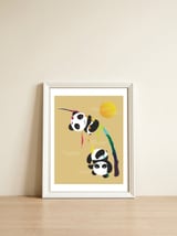Pandas meet a strange rainbow — framed, leaning against the wall thumbnail
