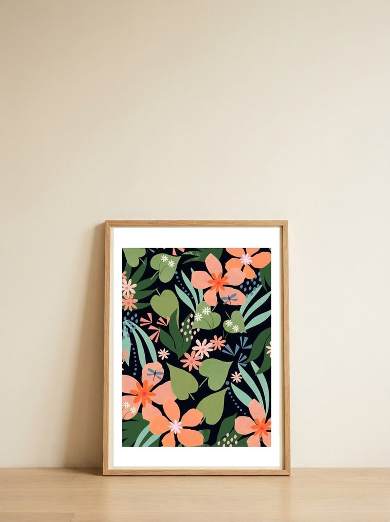 dragon fly — framed, leaning against the wall